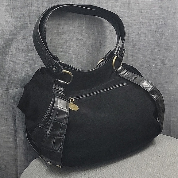 Donald J Pliner "Tahoe" Black Suede Leather Hobo Satchel Shoulder Bag - Picture 5 of 13